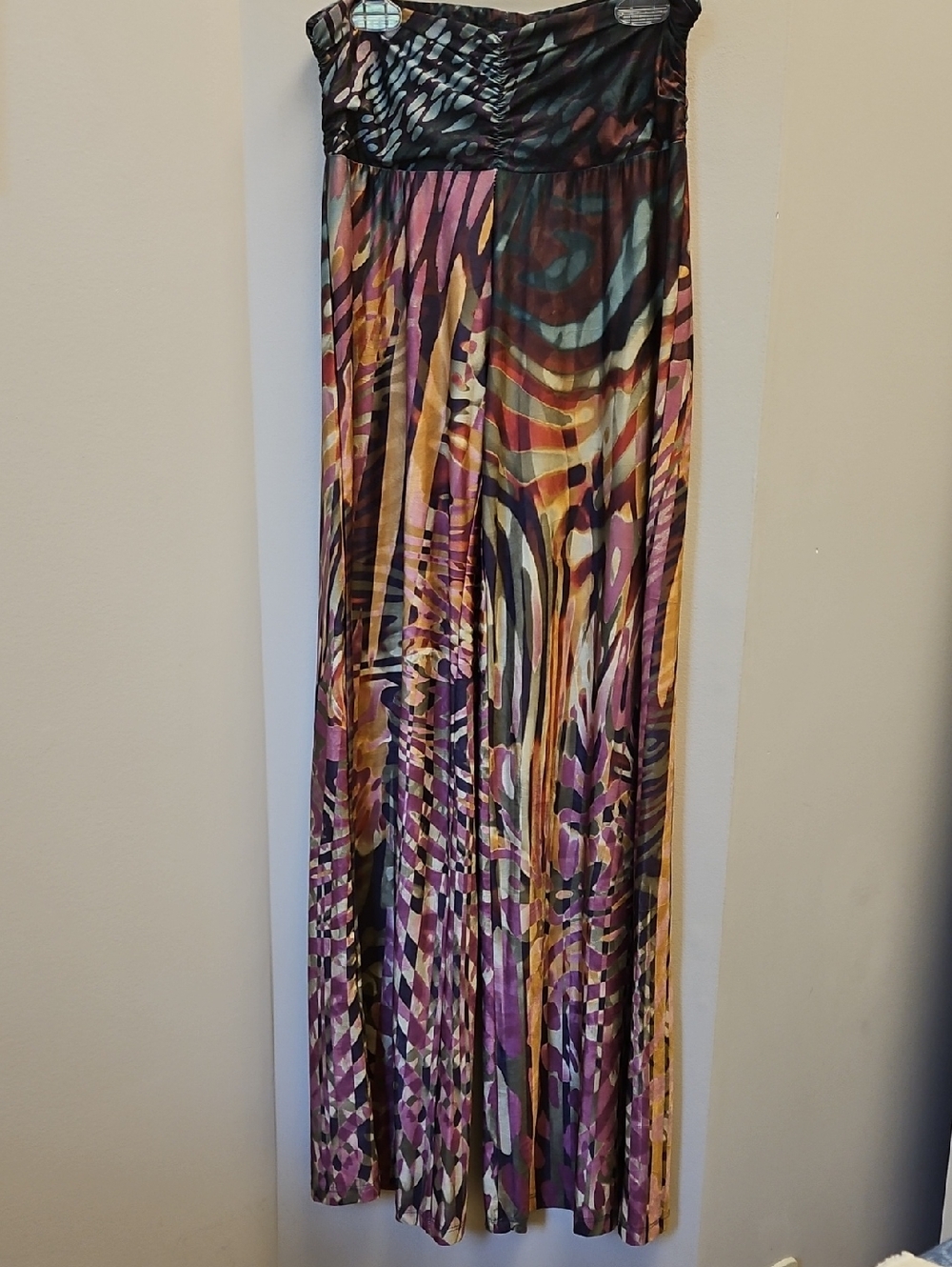 NWOT Printed Flowing PANTS in Purple, Gold, Black and Cream Tones